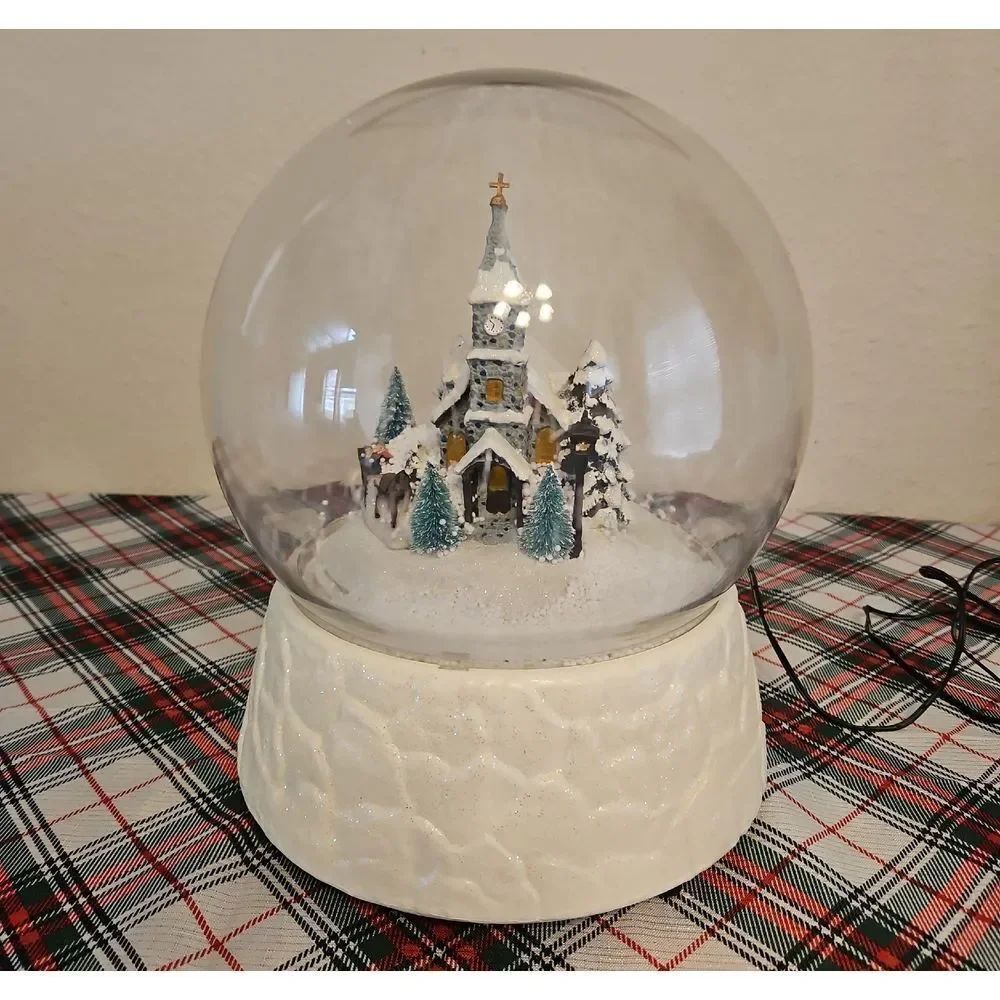 HSN 12" Tall Electrical Animated Musical Snow Globe with Church Inside